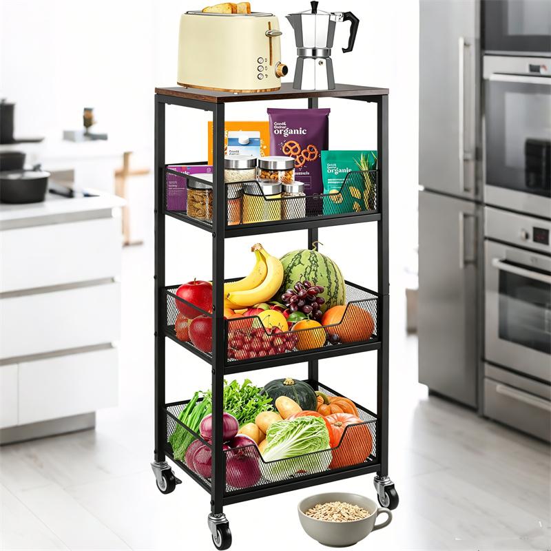 3-Tier Rolling Utility Cart St - Home Bathroom Shelf ulasan dan harga