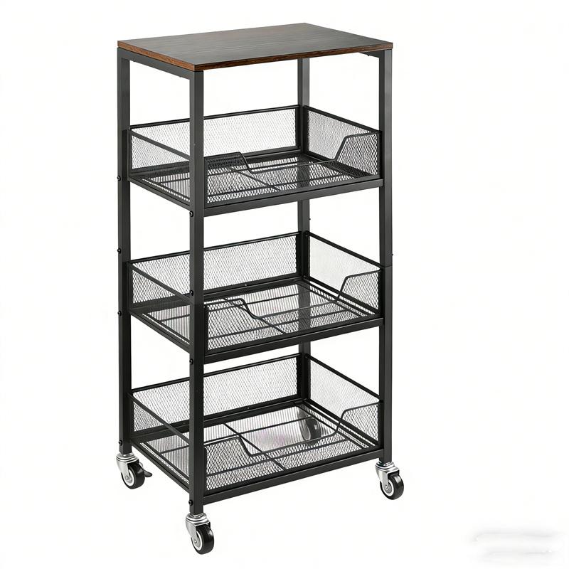 3-Tier Rolling Utility Cart St - Home Bathroom Shelf ulasan dan harga