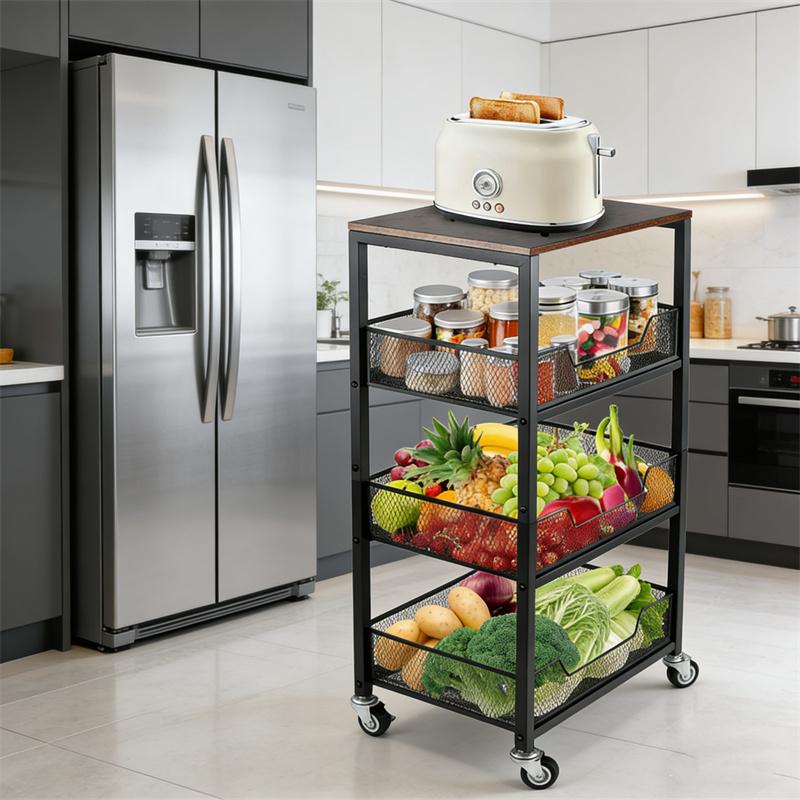 3-Tier Rolling Utility Cart St - Home Bathroom Shelf ulasan dan harga