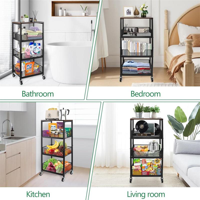 3-Tier Rolling Utility Cart St - Home Bathroom Shelf ulasan dan harga