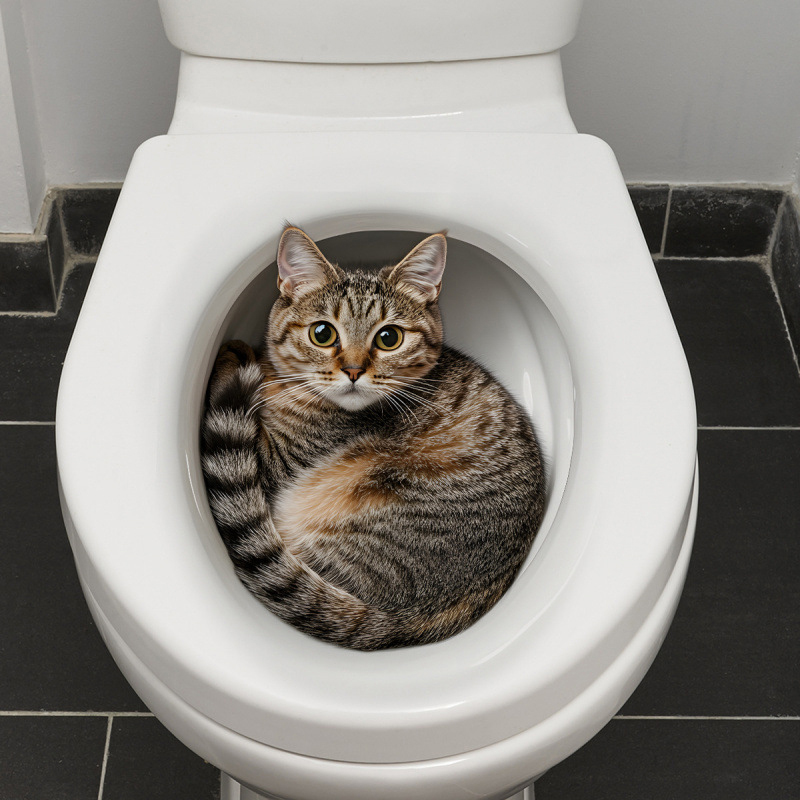 3D Funny Cat Toilet Sticker Ba - Jet Home Bathroom Accessories ulasan dan harga