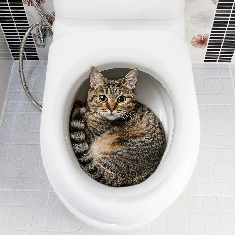 3D Funny Cat Toilet Sticker Ba - Jet Home Bathroom Accessories ulasan dan harga