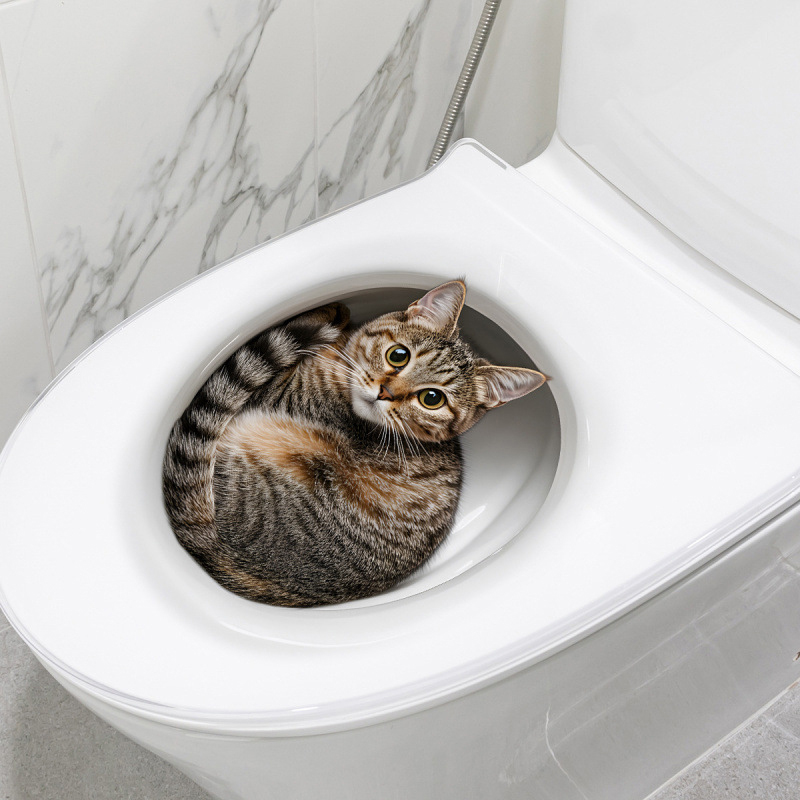 3D Funny Cat Toilet Sticker Ba - Jet Home Bathroom Accessories ulasan dan harga