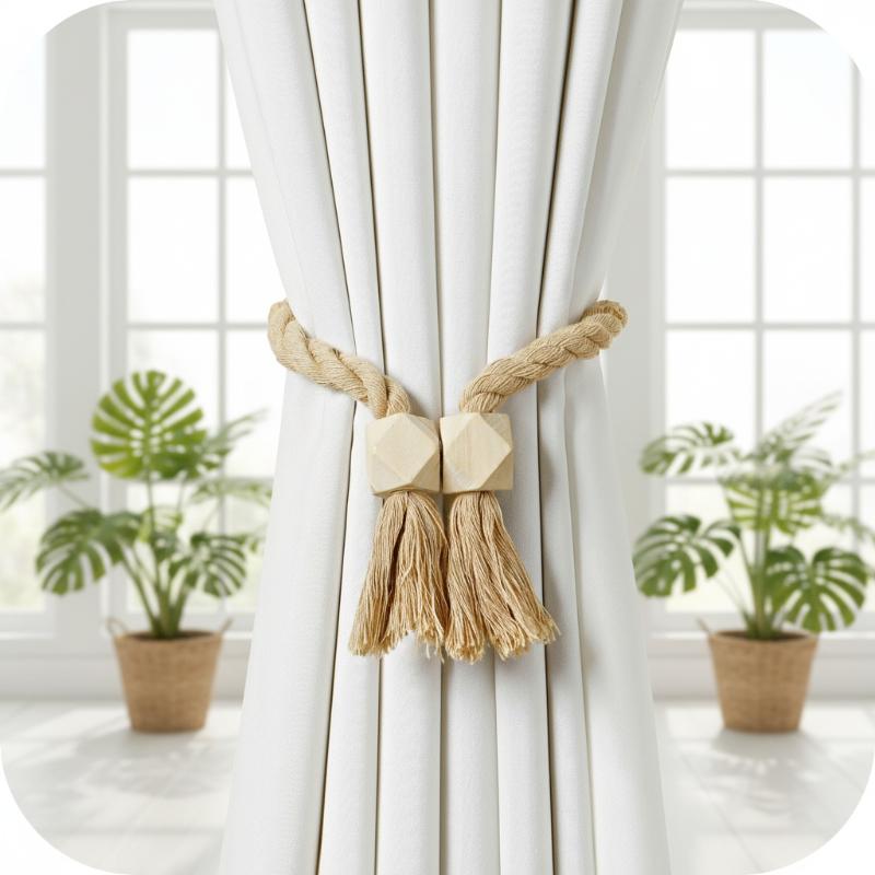 2Pcs Magnetic Wooden Tassel Wi - Jet Home Bathroom Accessories ulasan dan harga