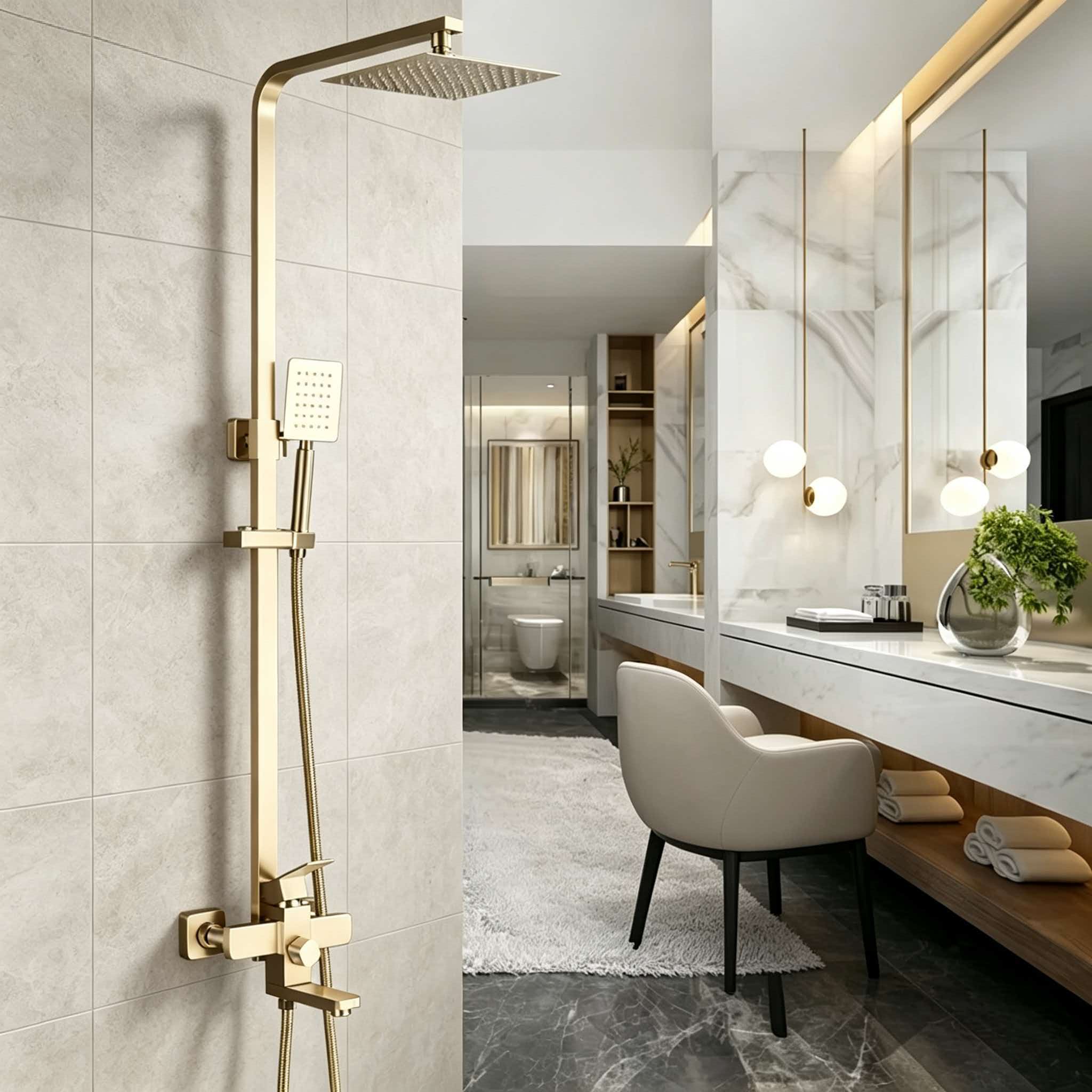 Gold shower set stainless stee - Home Bathroom Faucets ulasan dan harga