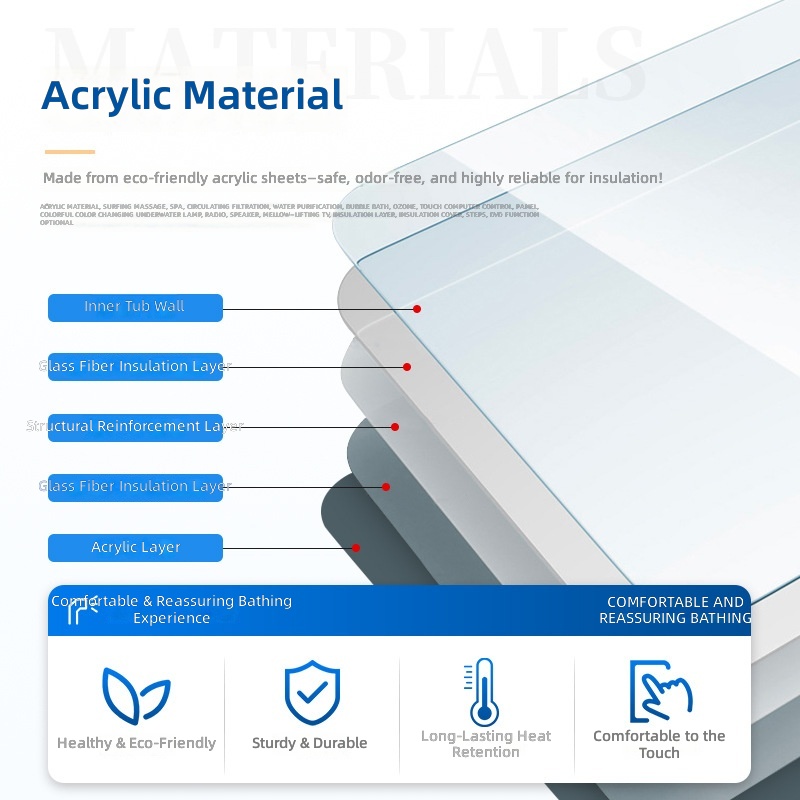 Acrylic Massage Bathtub, Smart - Home Bathroom Jacuzzi Tub ulasan dan harga