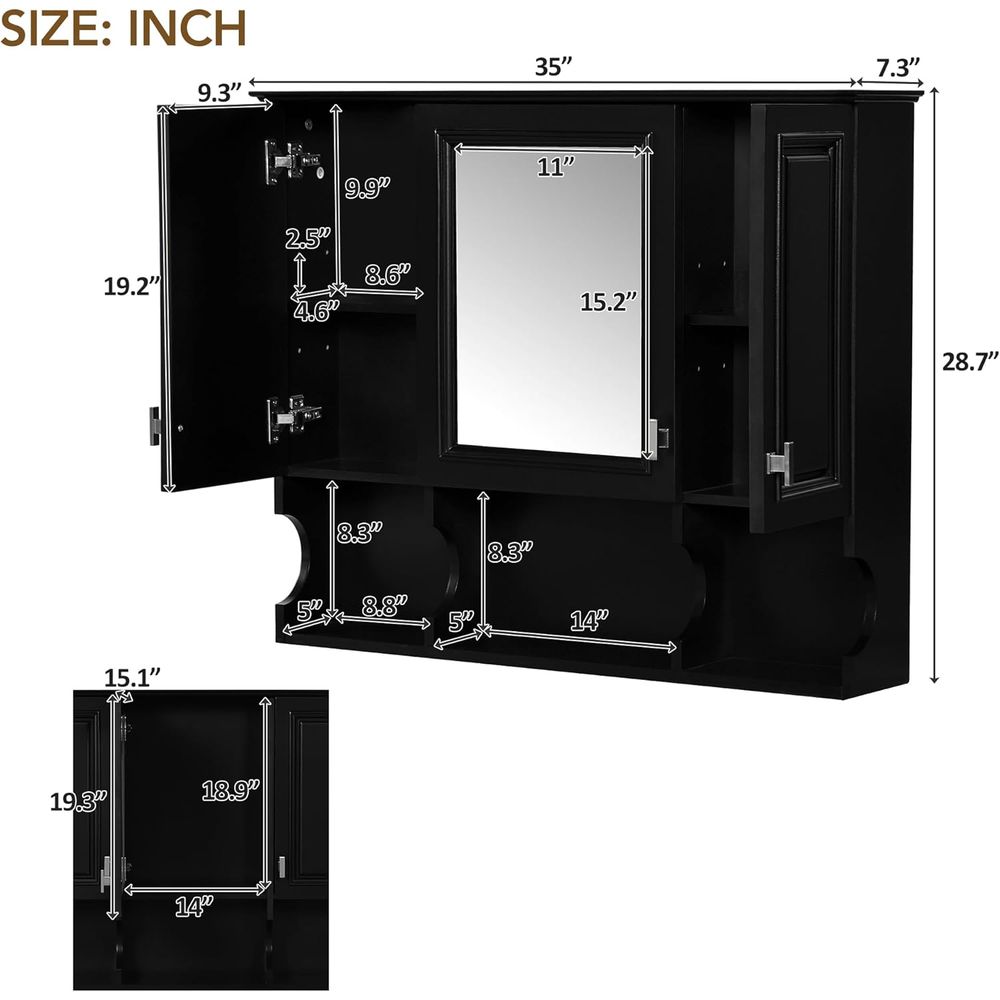 Bathroom Wall Cabinet with Mir - Home Bathroom Shelf ulasan dan harga