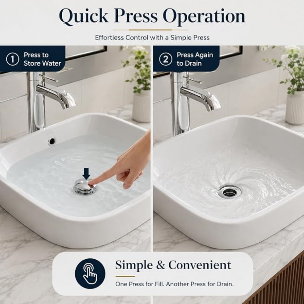 Washbasin Drain Press Type Lea - Home Bathroom Wash Basin ulasan dan harga