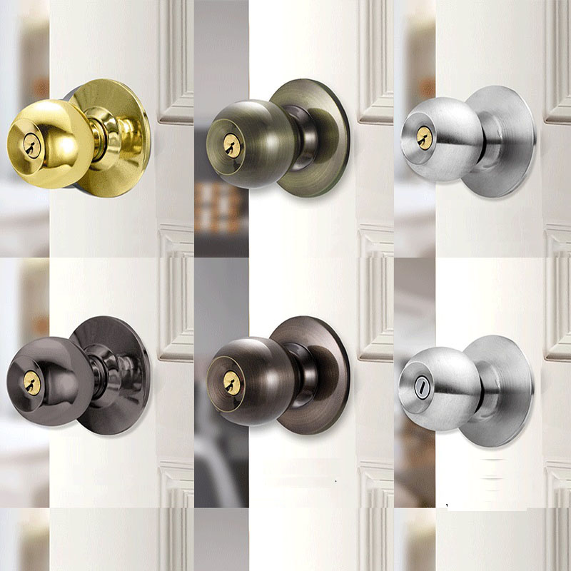 Aluminum Alloy Round Door Knob - Home Bathroom Lock ulasan dan harga