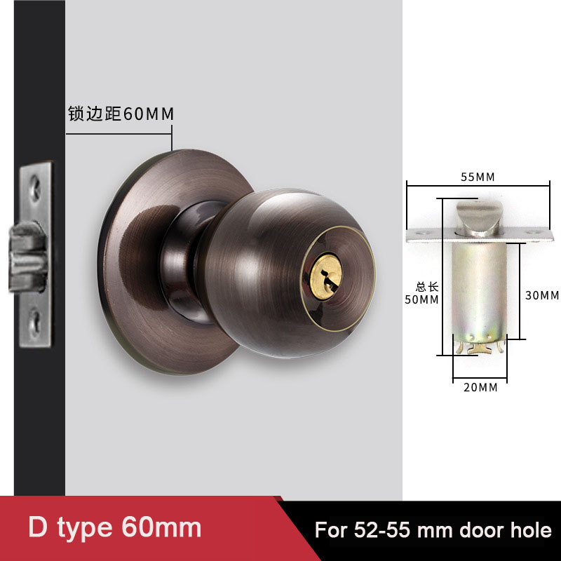 Aluminum Alloy Round Door Knob - Home Bathroom Lock ulasan dan harga
