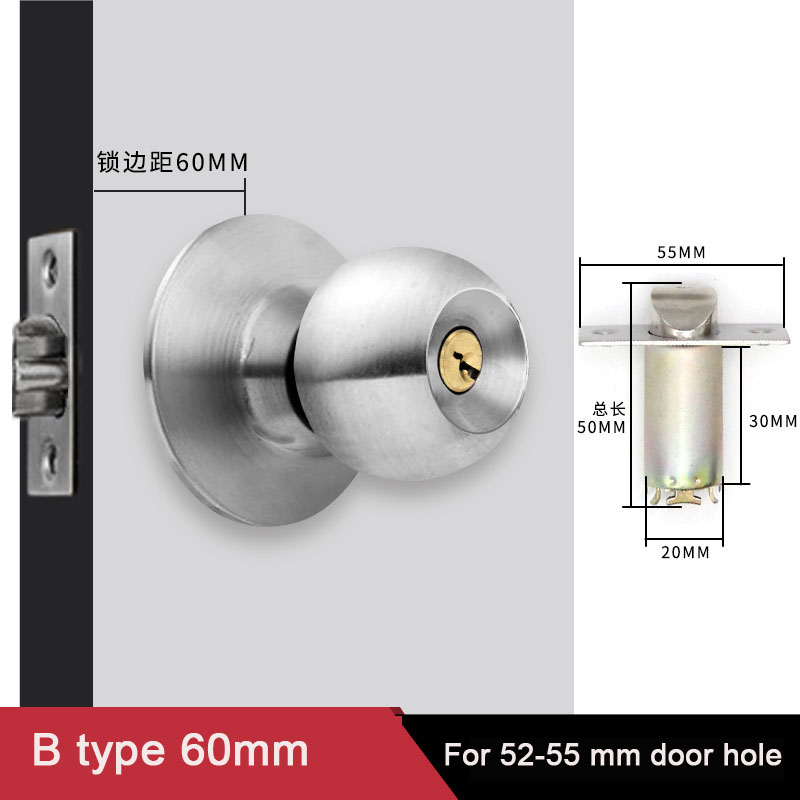 Aluminum Alloy Round Door Knob - Home Bathroom Lock ulasan dan harga