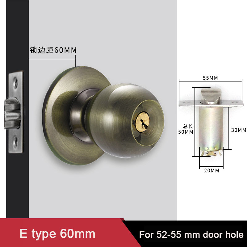 Aluminum Alloy Round Door Knob - Home Bathroom Lock ulasan dan harga