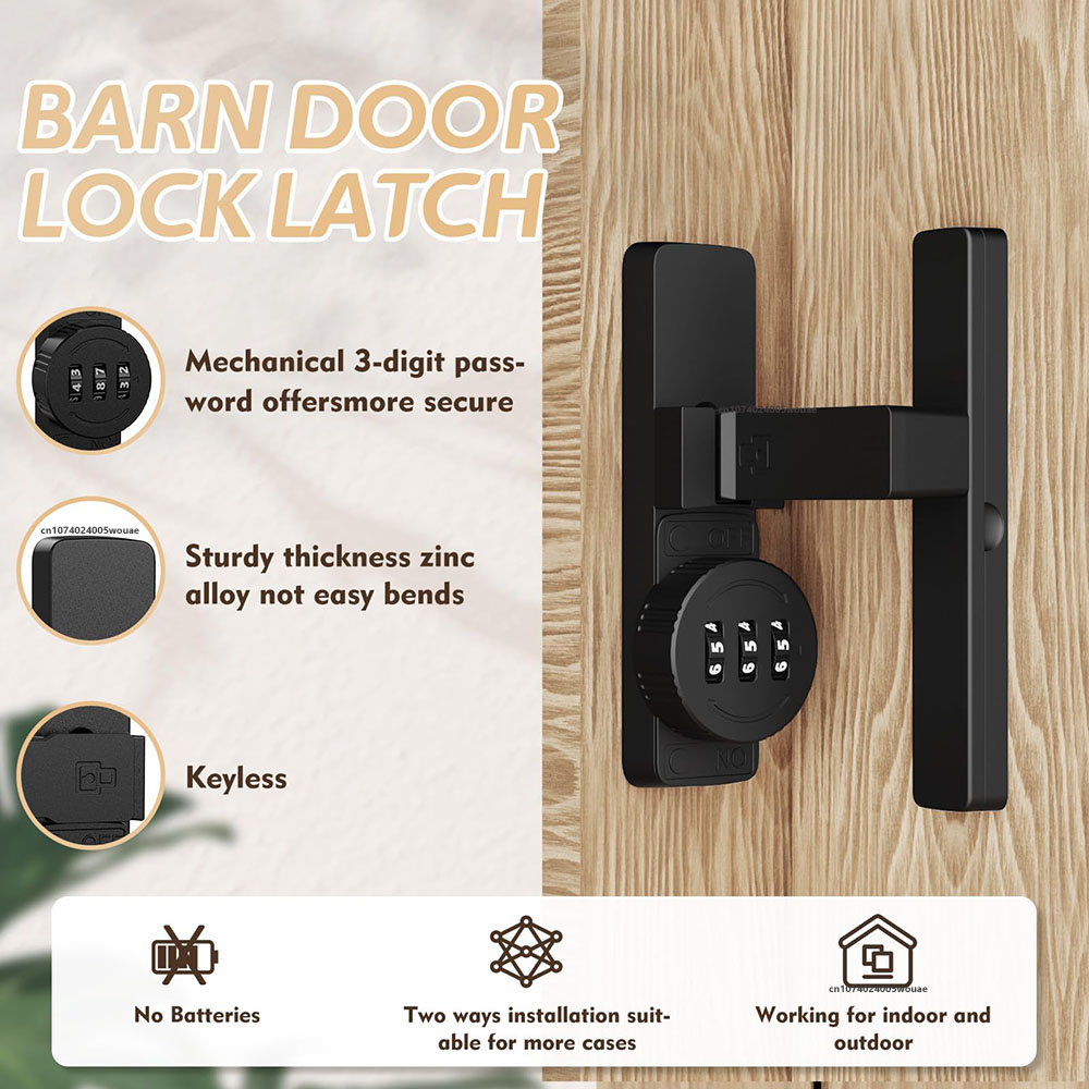 Security Barn Door Lock 3-Digi - Home Bathroom Lock ulasan dan harga