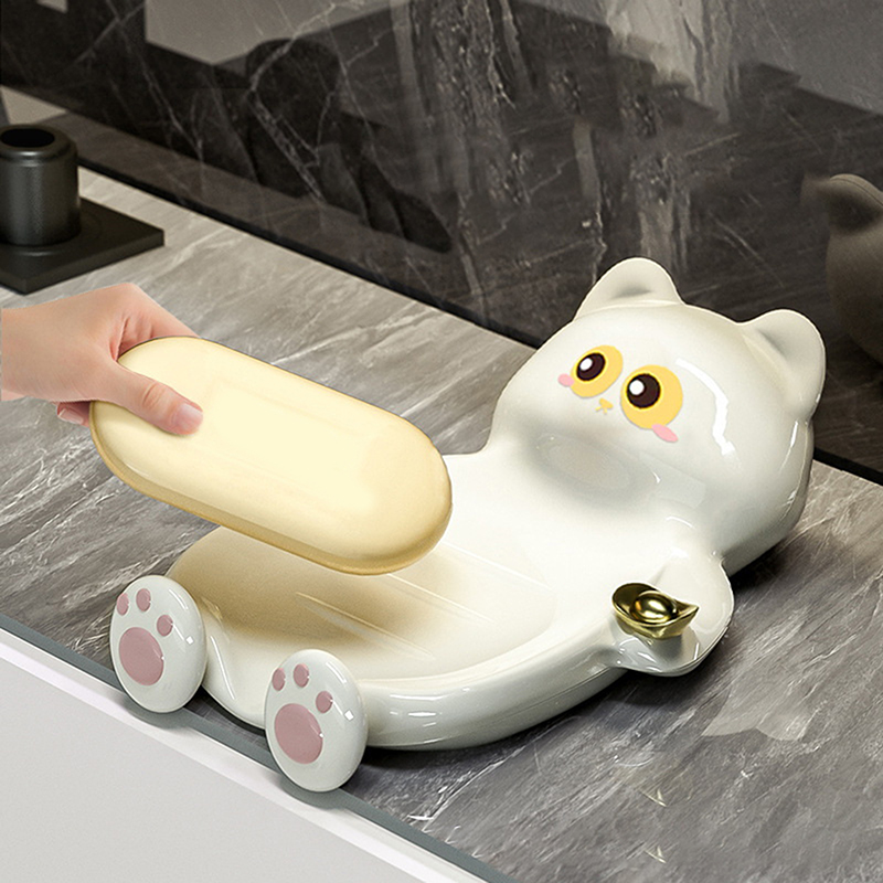 1pc Lucky Cat Soap Box Bathroo - Jet Home Bathroom Accessories ulasan dan harga