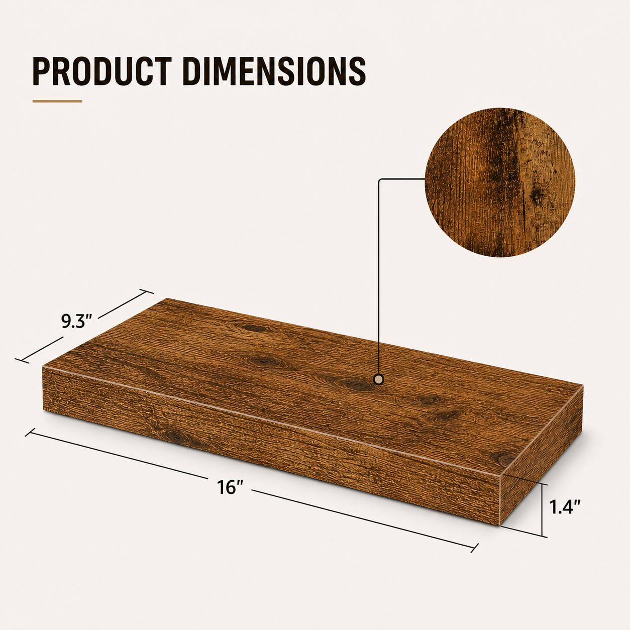 2Pcs Rustic Wood Floating Shel - Home Bathroom Shelf ulasan dan harga