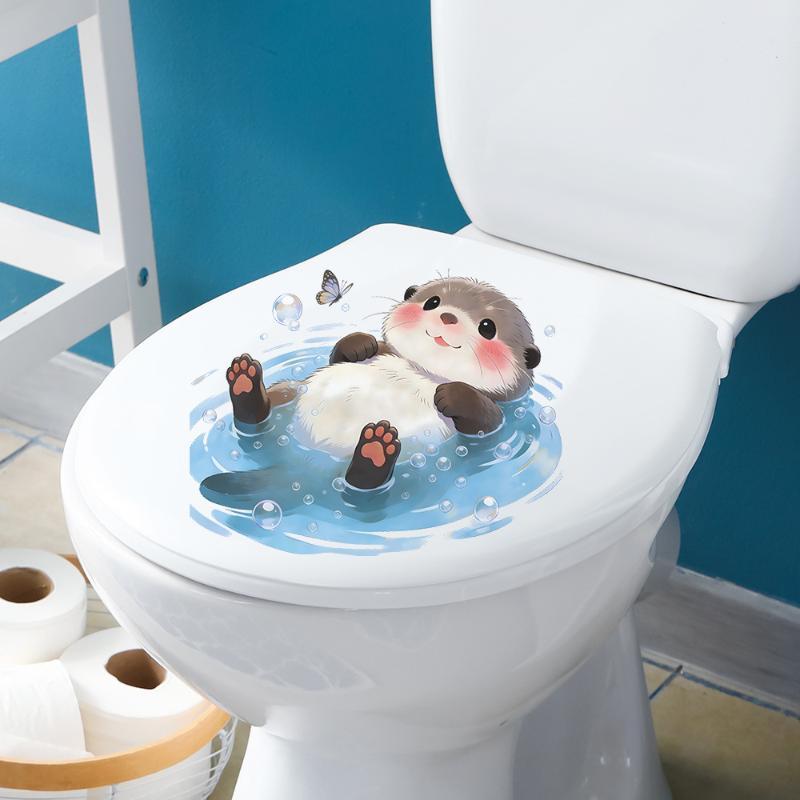 Cute Otter Toilet Tank Sticker - Jet Home Bathroom Accessories ulasan dan harga