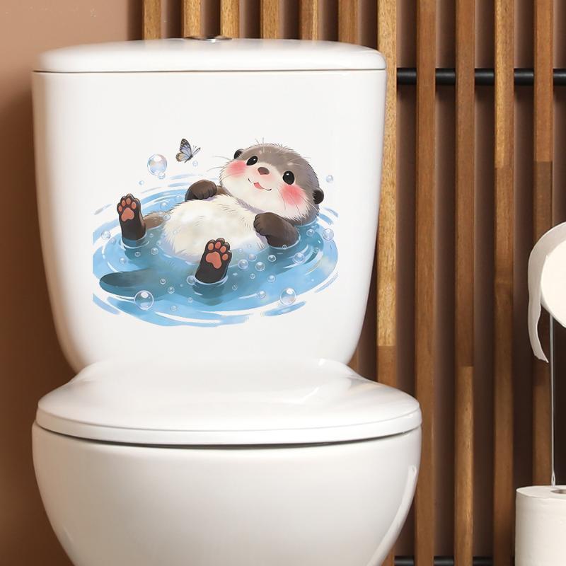 Cute Otter Toilet Tank Sticker - Jet Home Bathroom Accessories ulasan dan harga