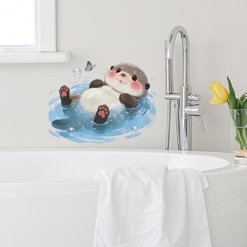 Cute Otter Toilet Tank Sticker - Jet Home Bathroom Accessories ulasan dan harga