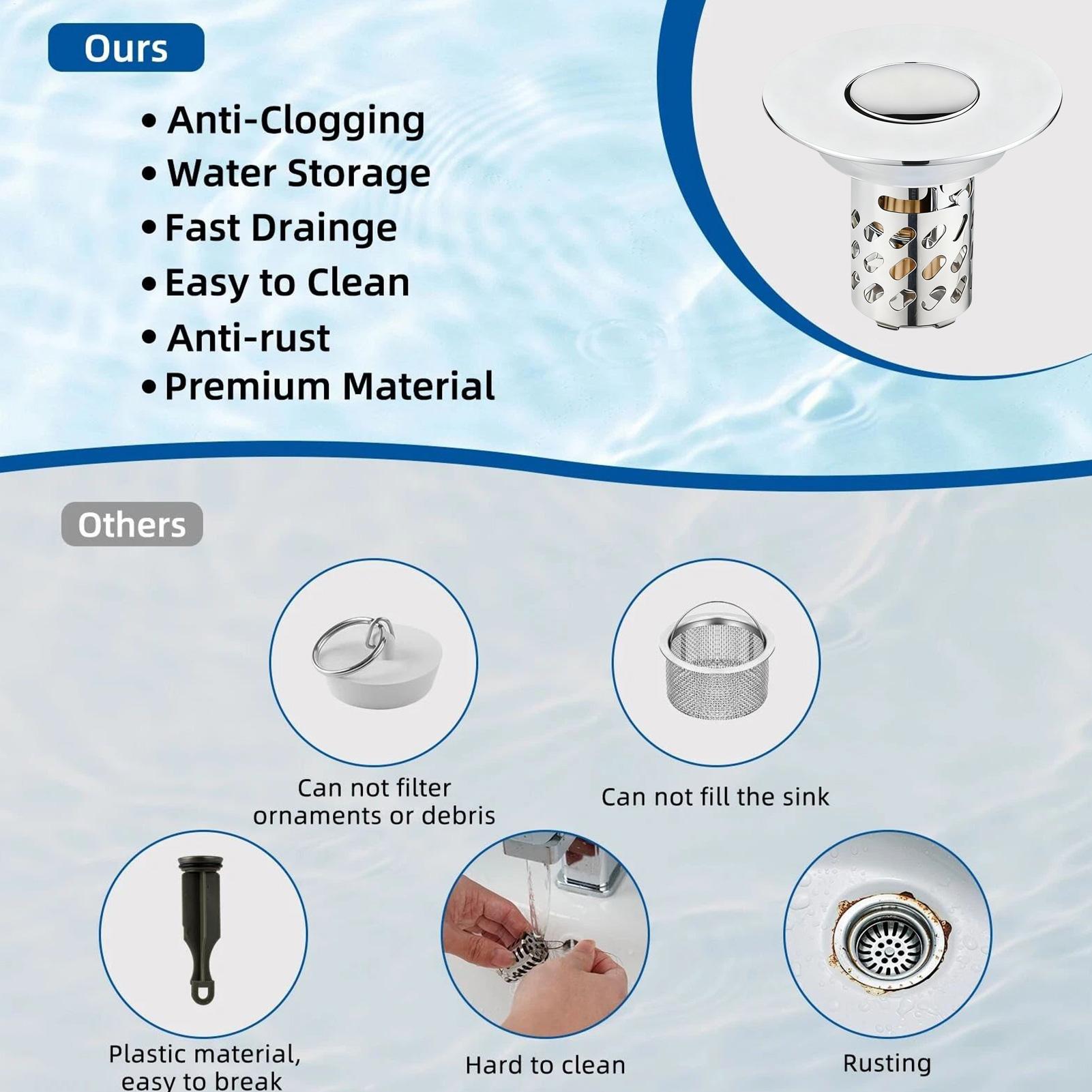 Sink Strainer Anti-Clogging Po - Home Bathroom Tub ulasan dan harga