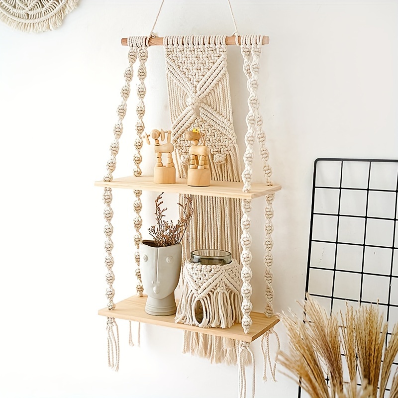 Bohemian Handmade Macrame Wove - Home Bathroom Shelf ulasan dan harga