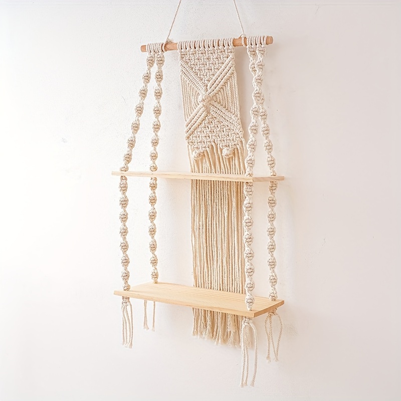 Bohemian Handmade Macrame Wove - Home Bathroom Shelf ulasan dan harga