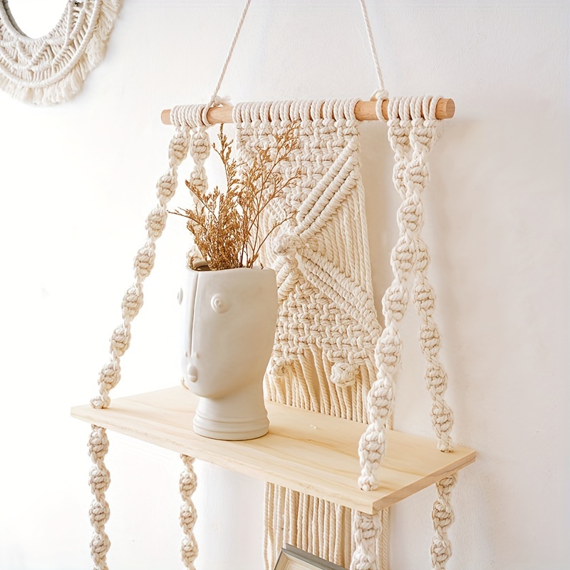 Bohemian Handmade Macrame Wove - Home Bathroom Shelf ulasan dan harga