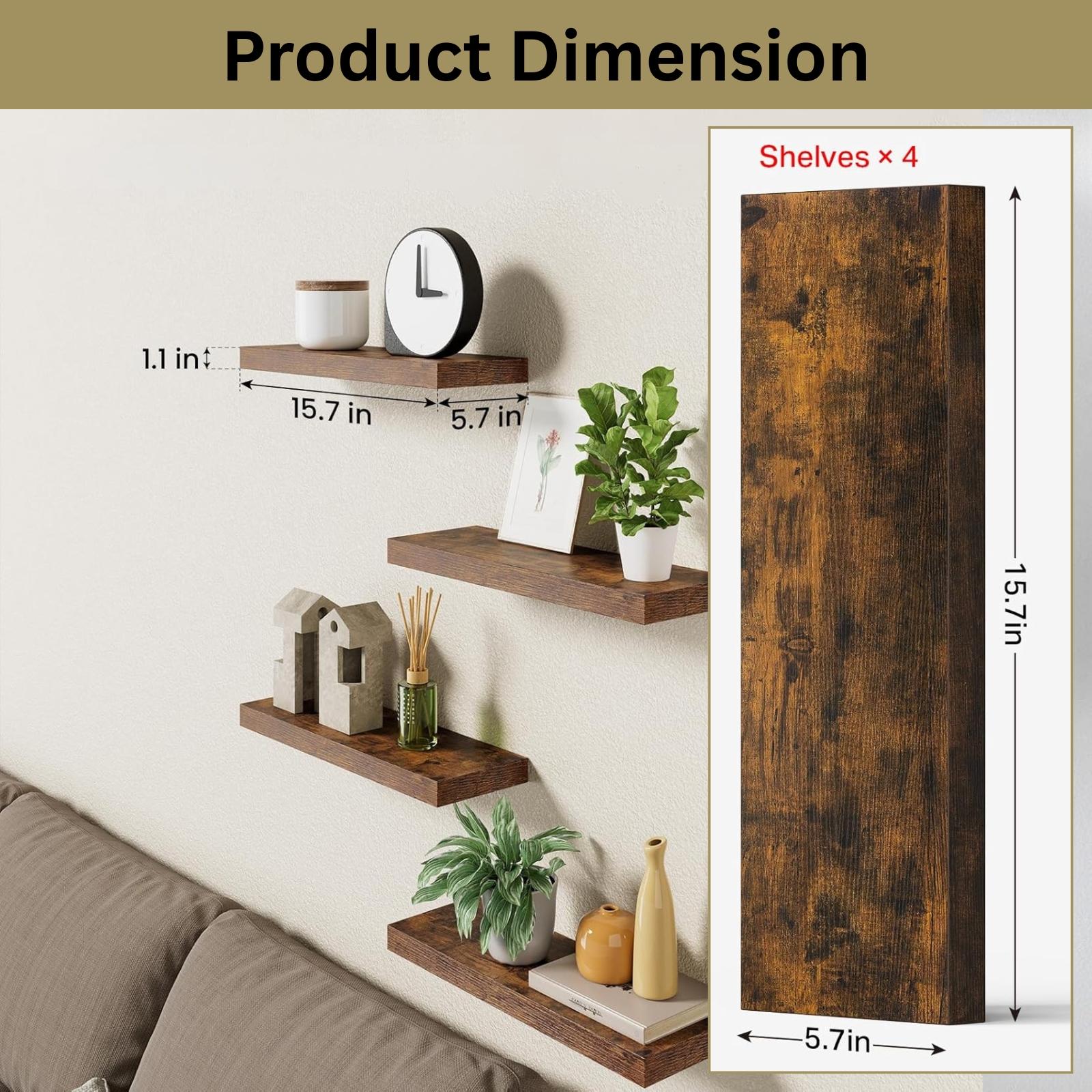 4Pcs Floating Shelves Wall Mou - Home Bathroom Shelf ulasan dan harga