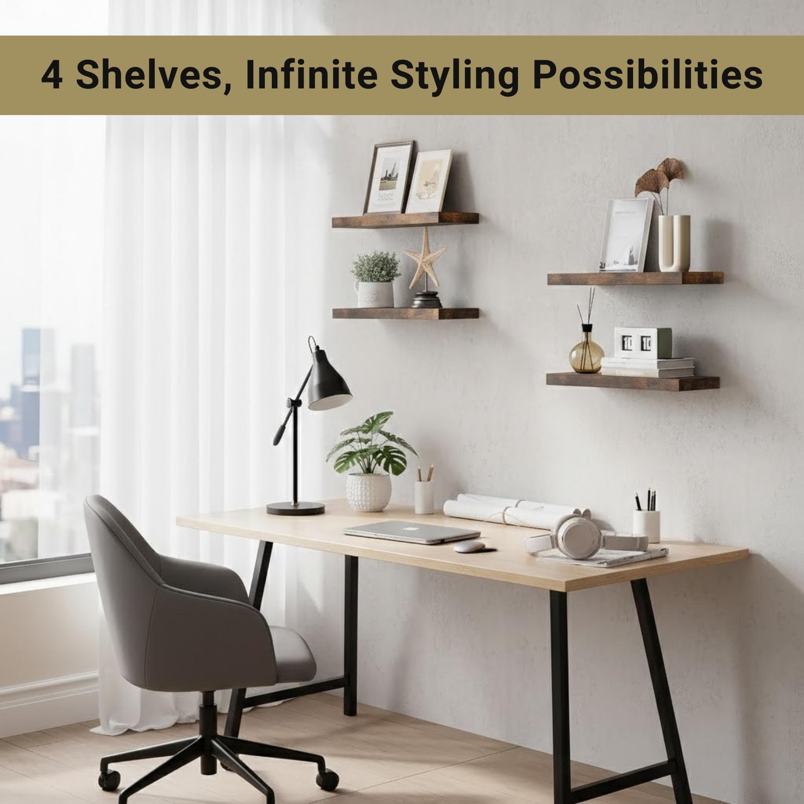 4Pcs Floating Shelves Wall Mou - Home Bathroom Shelf ulasan dan harga