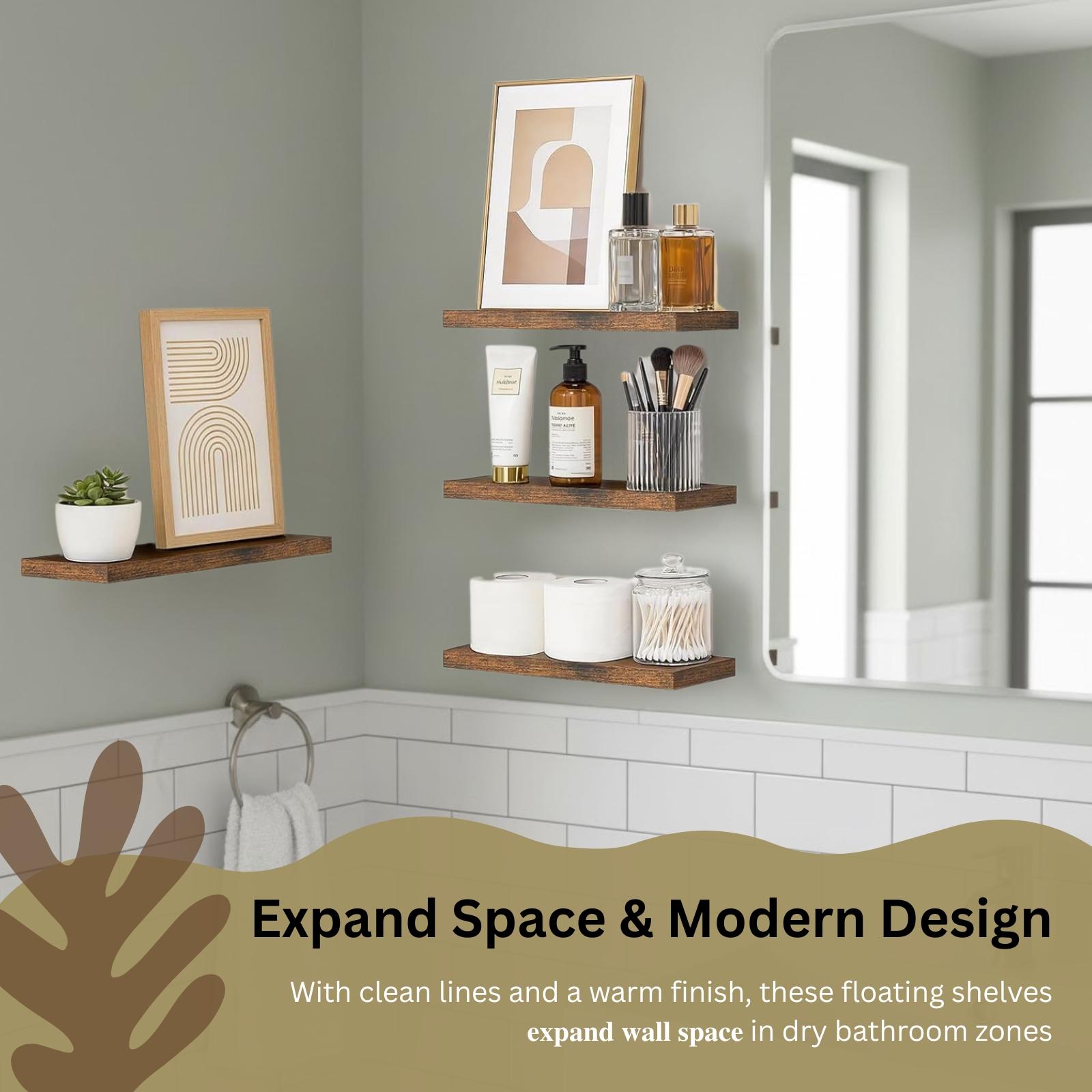 4Pcs Floating Shelves Wall Mou - Home Bathroom Shelf ulasan dan harga