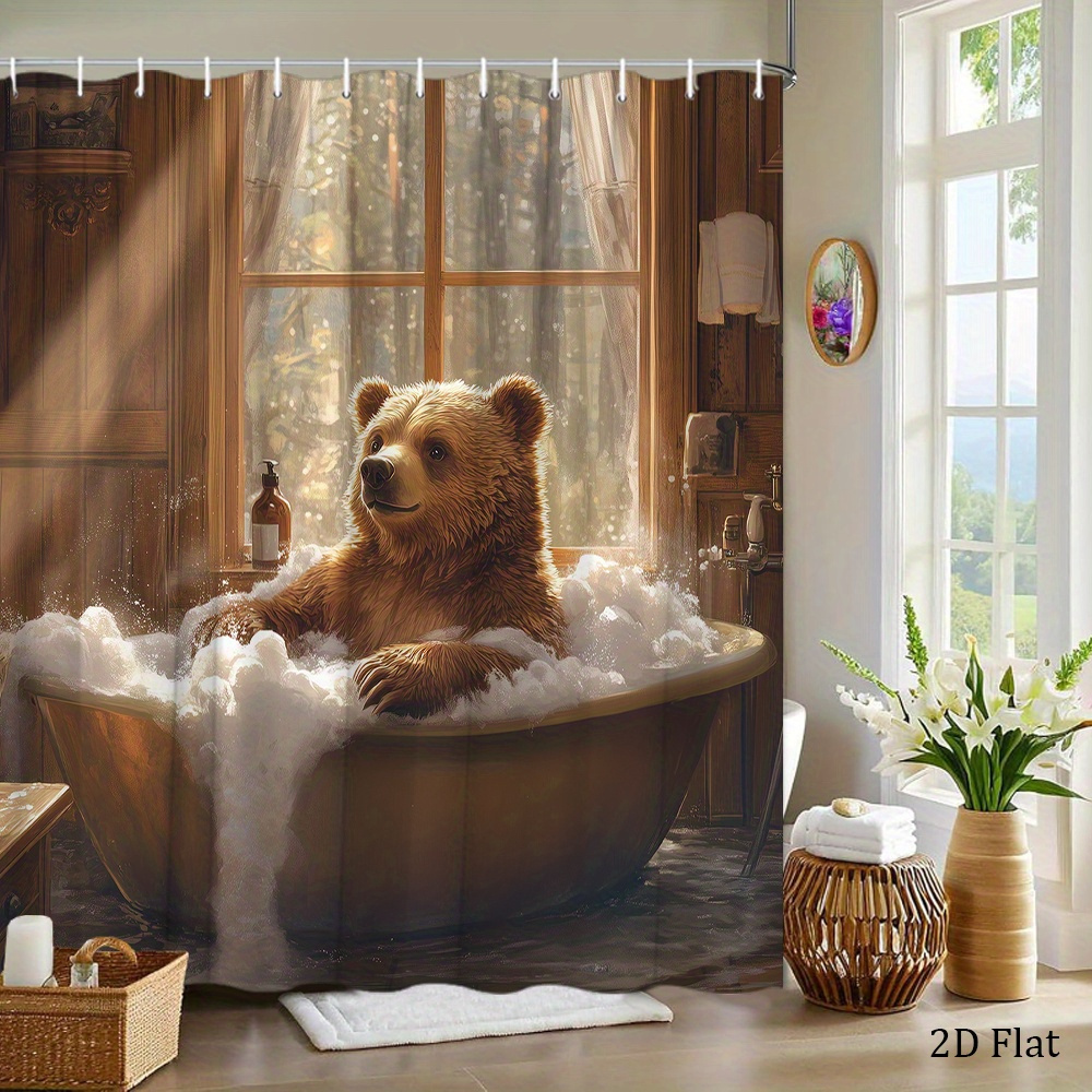 Bear Shower Curtain Featuring  - Home Bathroom Tub ulasan dan harga