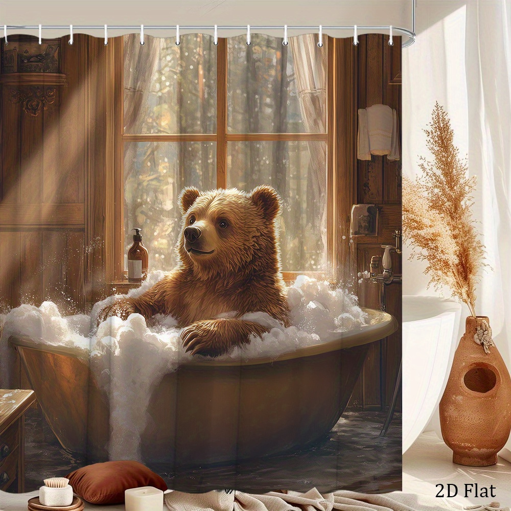 Bear Shower Curtain Featuring  - Home Bathroom Tub ulasan dan harga